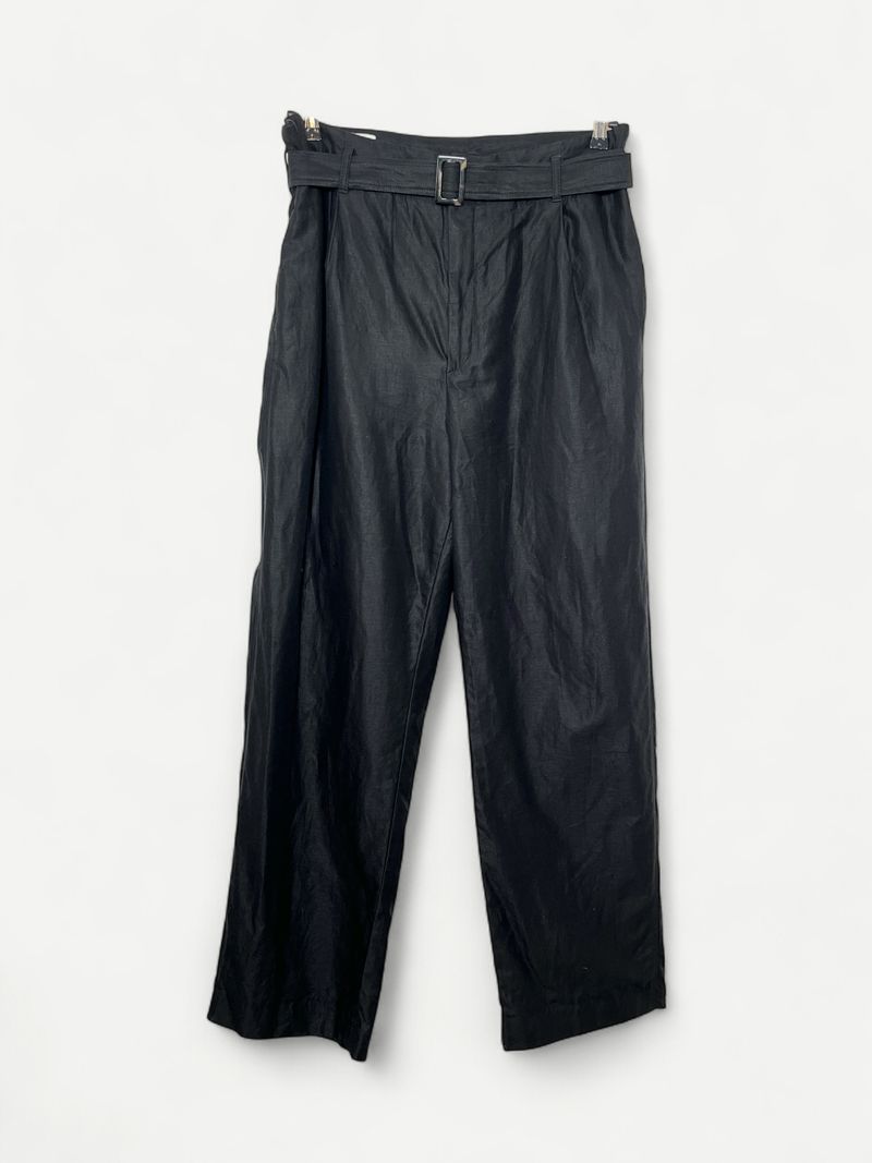 Black Cotton & Linen Pant