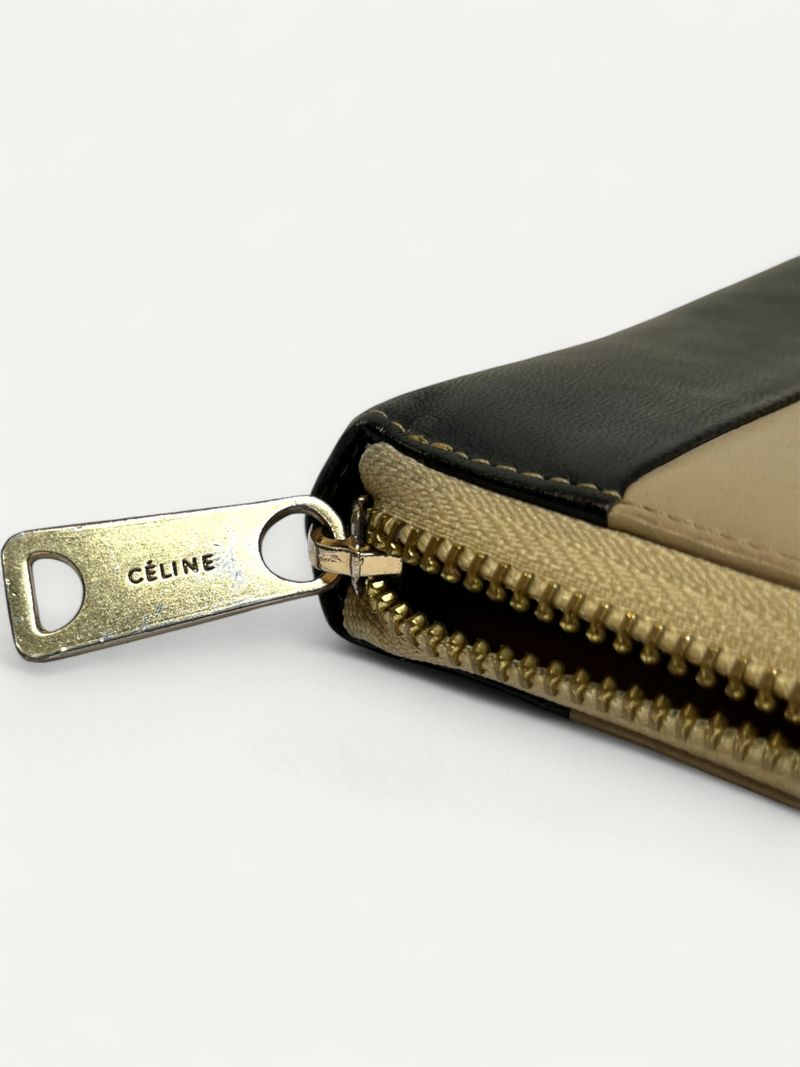 Black and Beige Zip Wallet