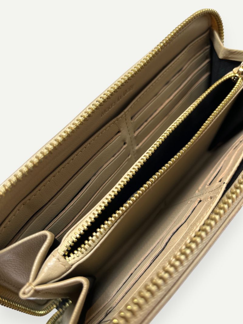 Black and Beige Zip Wallet