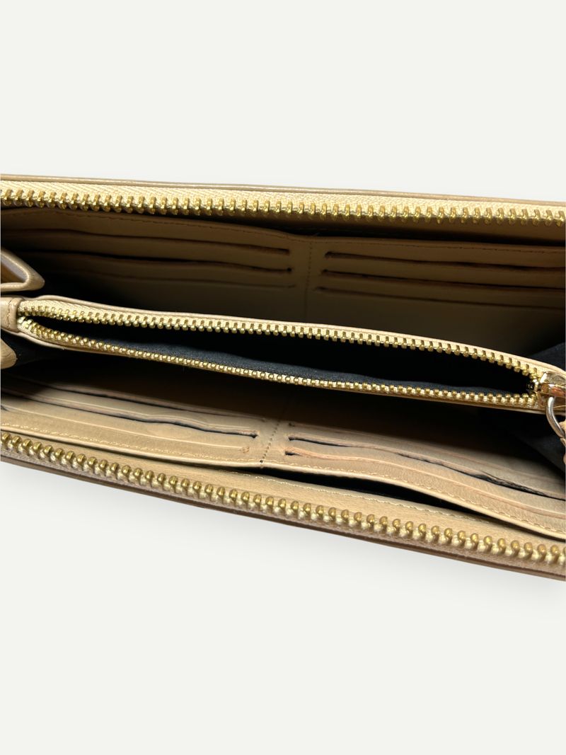 Black and Beige Zip Wallet