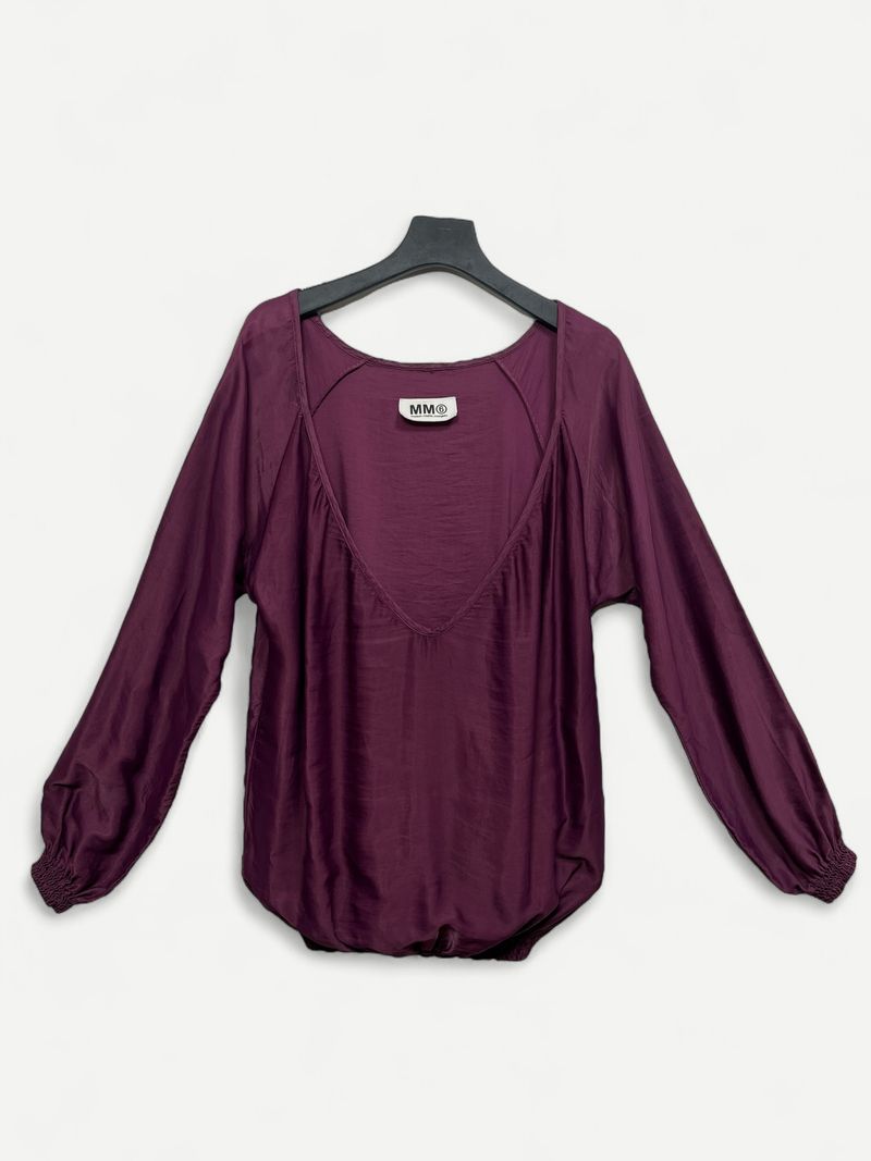 Långärmad topp med auberginemönster