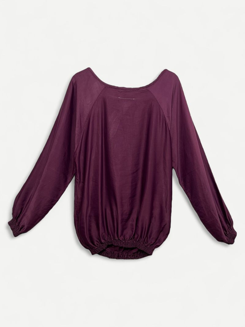 Långärmad topp med auberginemönster