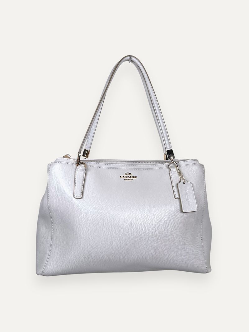 White Leather Tote Bag