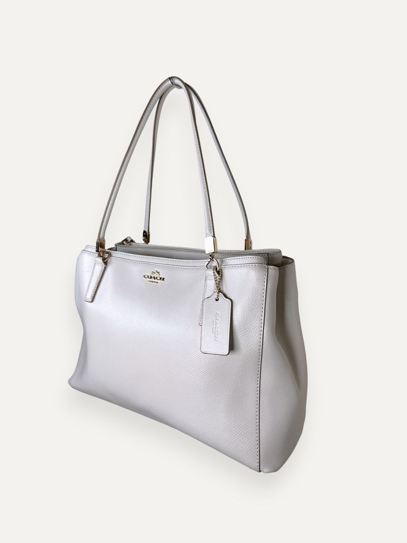 White Leather Tote Bag