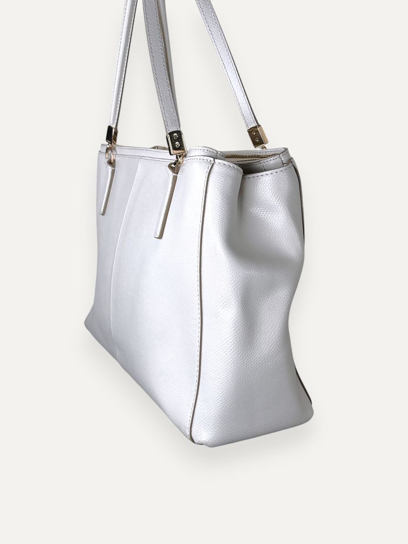 White Leather Tote Bag