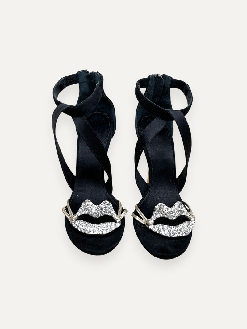 Suede Black Heels Metallic Heel