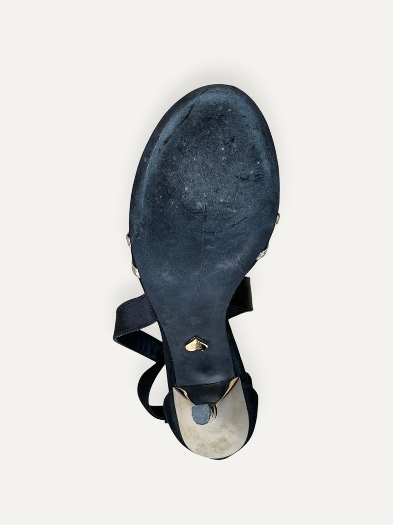 Suede Black Heels Metallic Heel