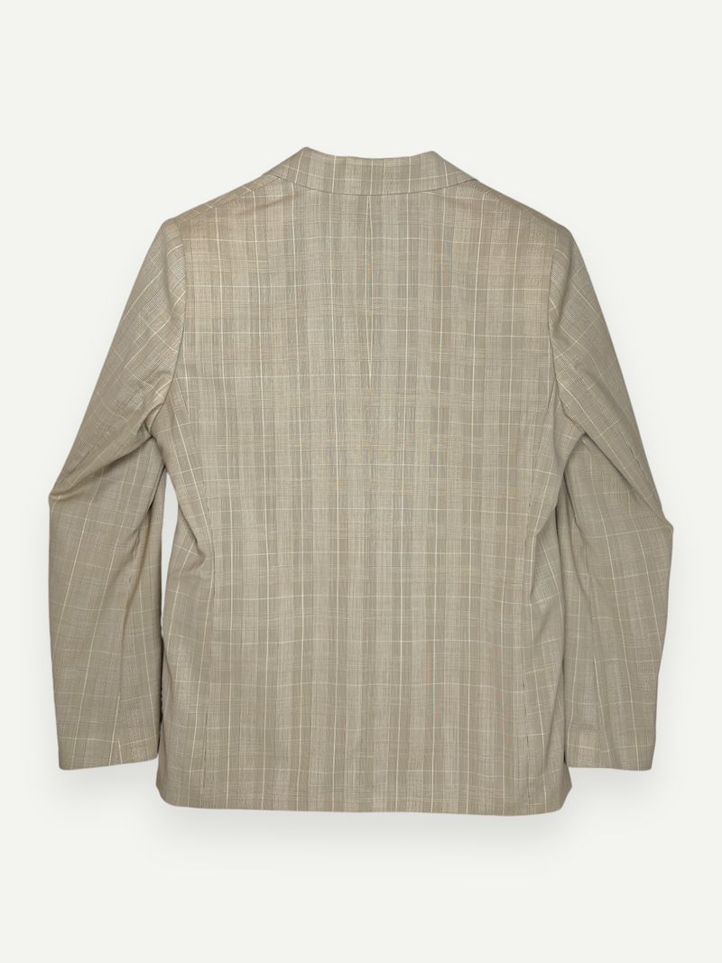 Beige Checkered Double Breasted Blazer