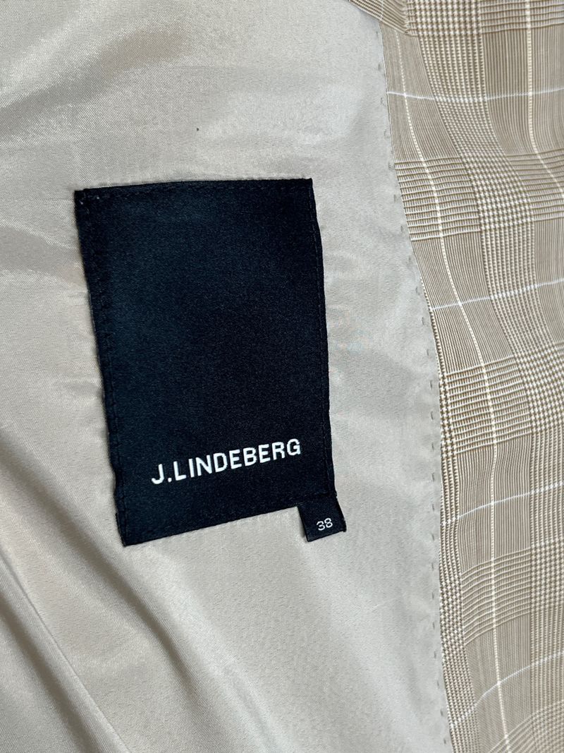 Beige Checkered Double Breasted Blazer