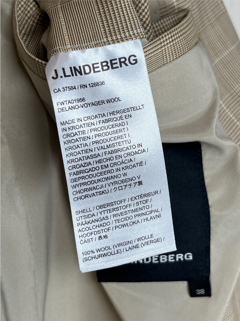 Beige Checkered Double Breasted Blazer