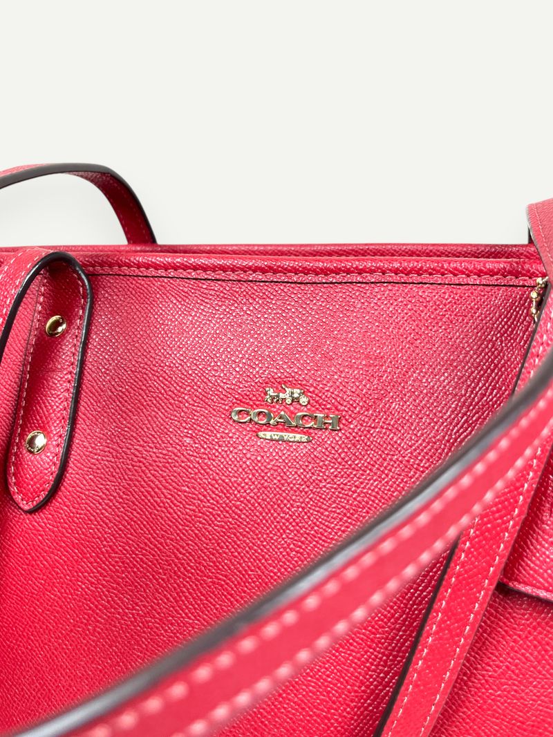 Red Leather City Tote Bag