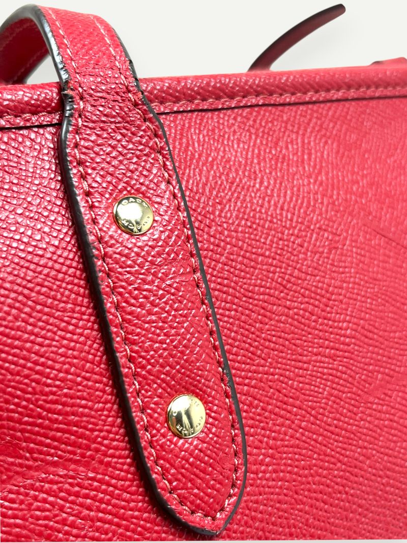 Red Leather City Tote Bag