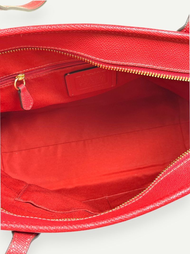 Red Leather City Tote Bag