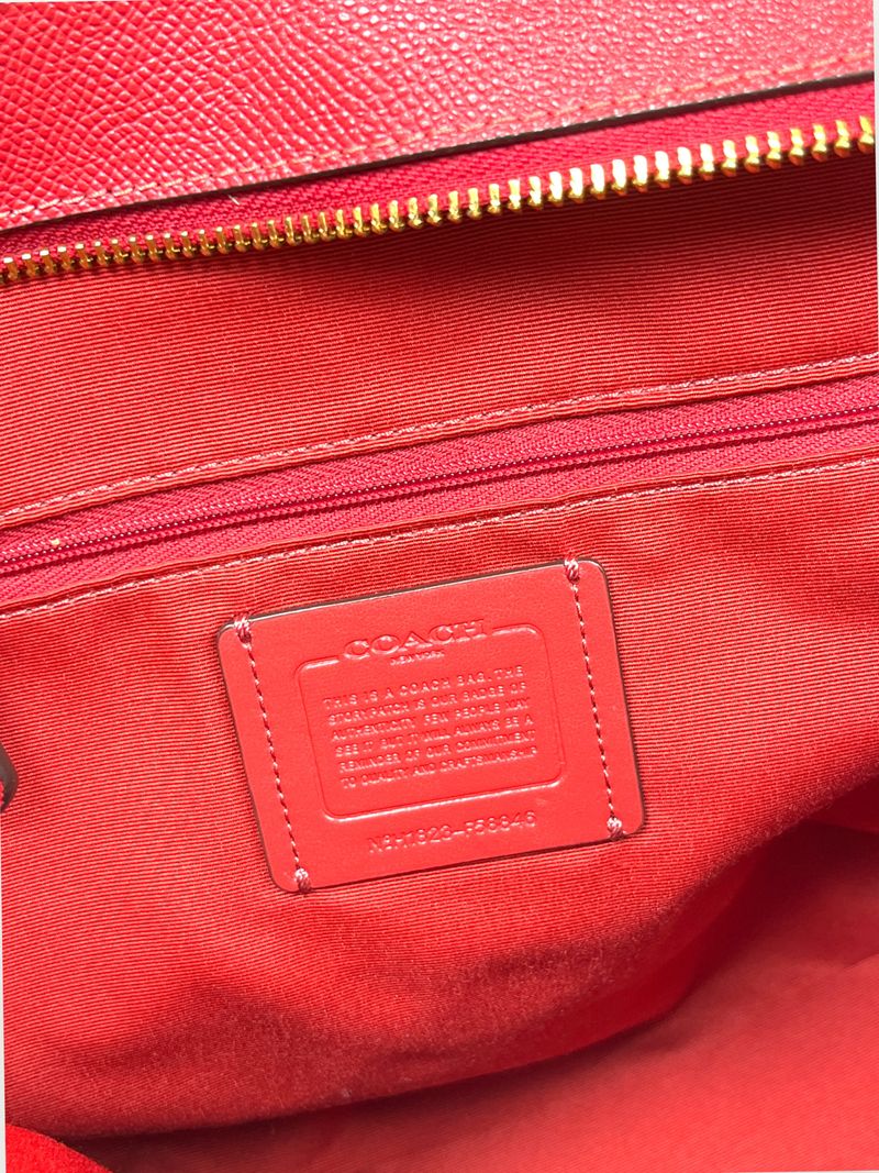 Red Leather City Tote Bag