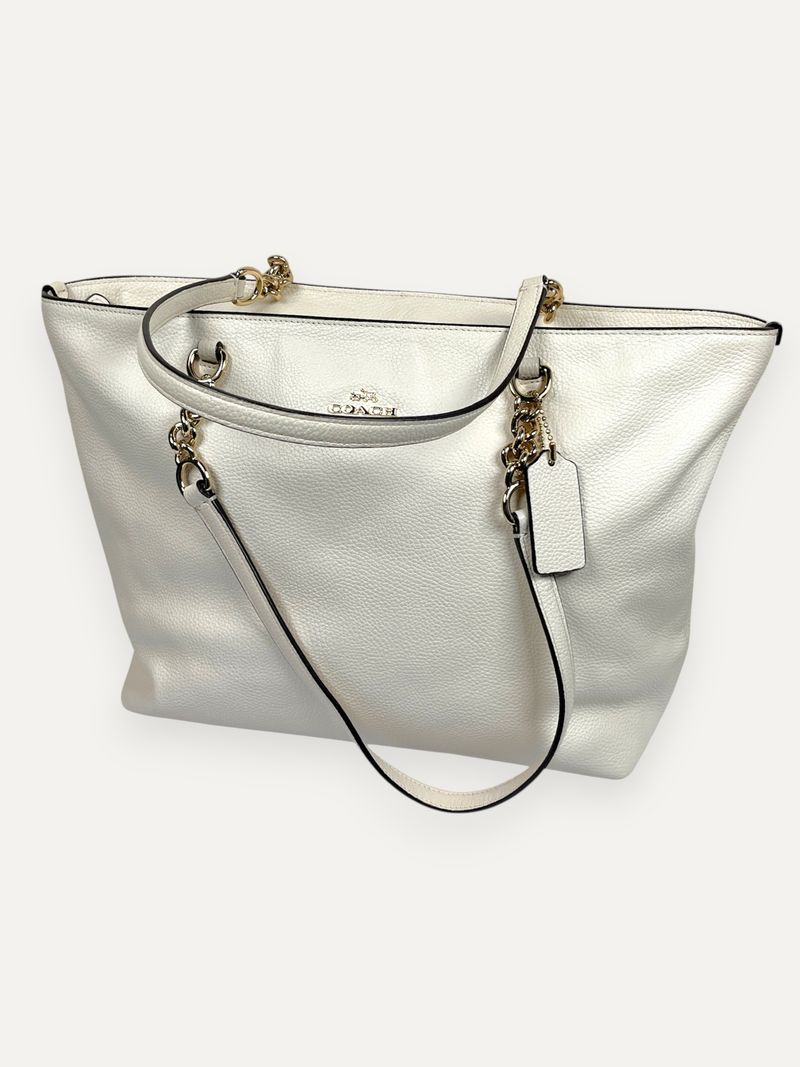 Sophia Tote Bag in White Leather