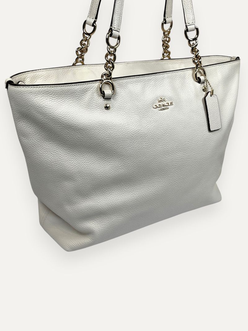 Sophia Tote Bag in White Leather