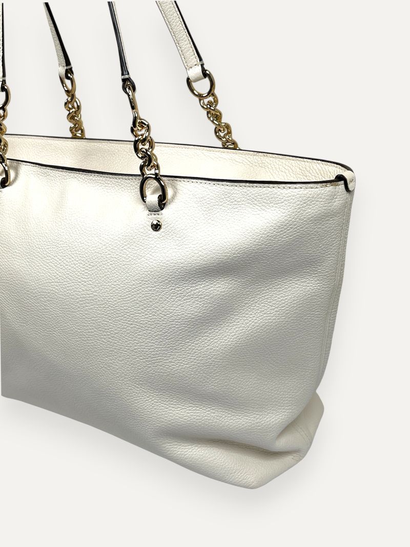 Sophia Tote Bag in White Leather