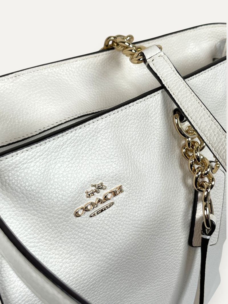 Sophia Tote Bag in White Leather