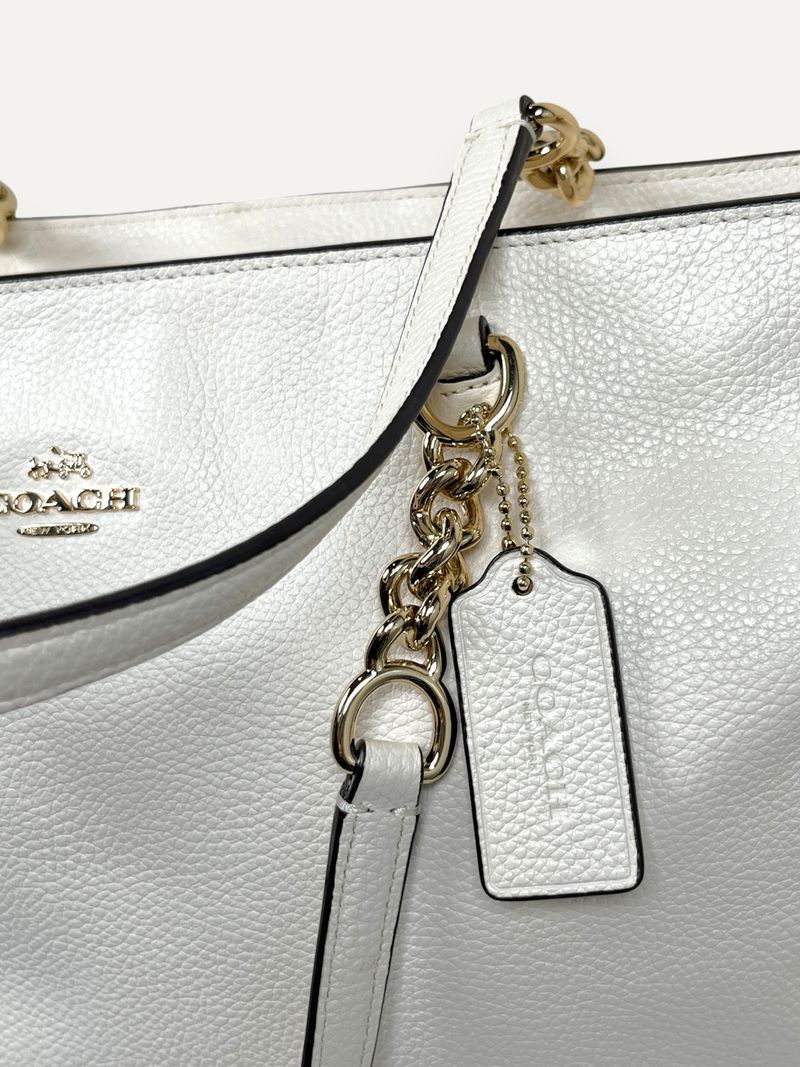 Sophia Tote Bag in White Leather