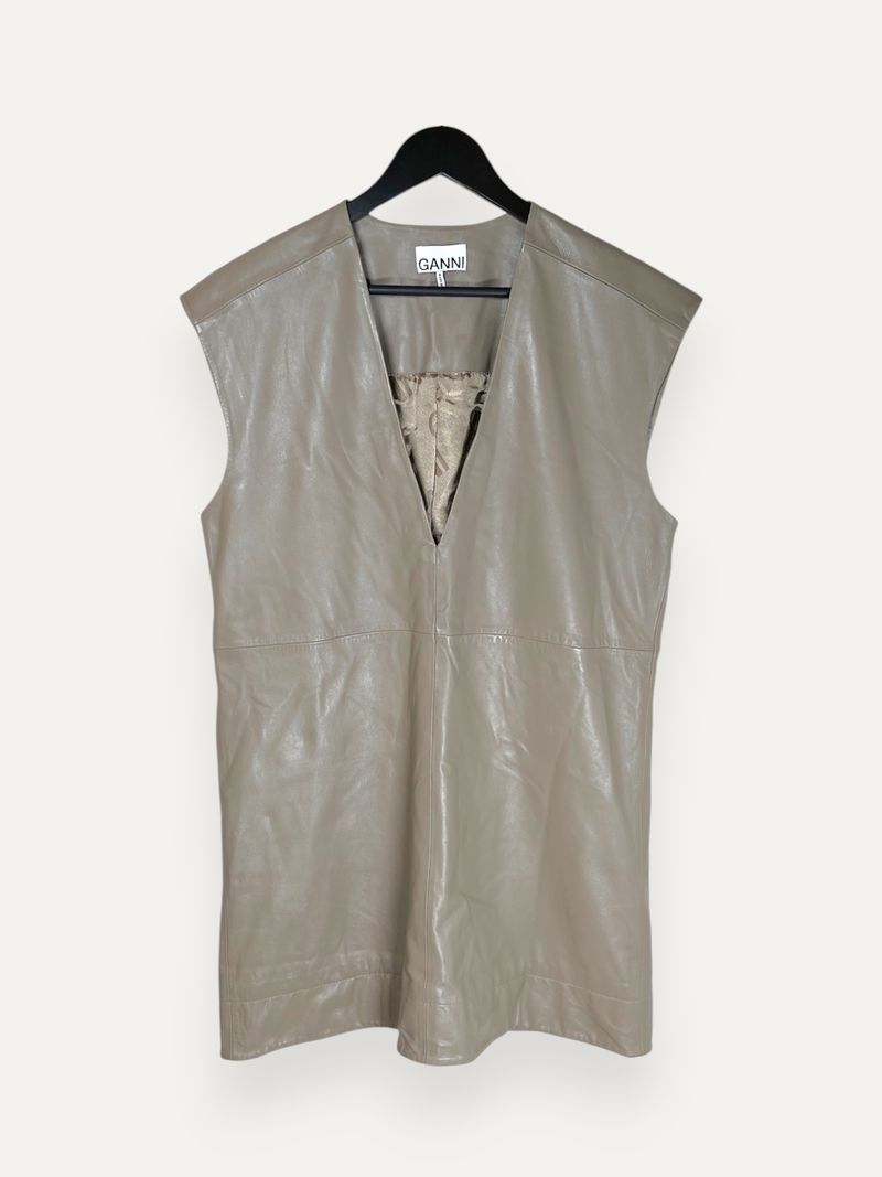 Leather Taupe Mini Dress