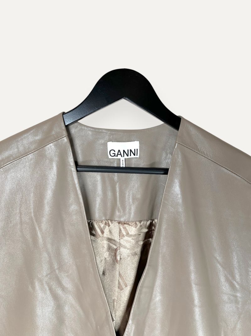 Leather Taupe Mini Dress