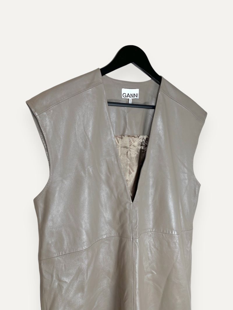 Leather Taupe Mini Dress