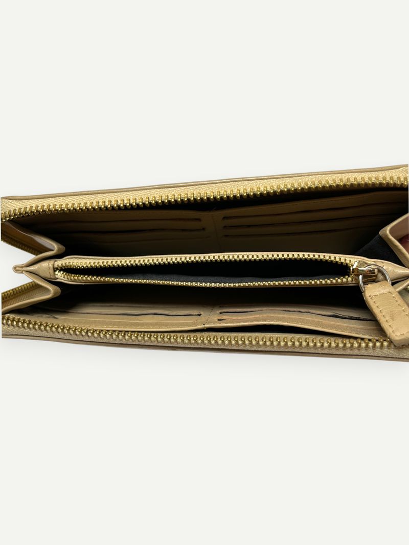 Black and Beige Zip Wallet