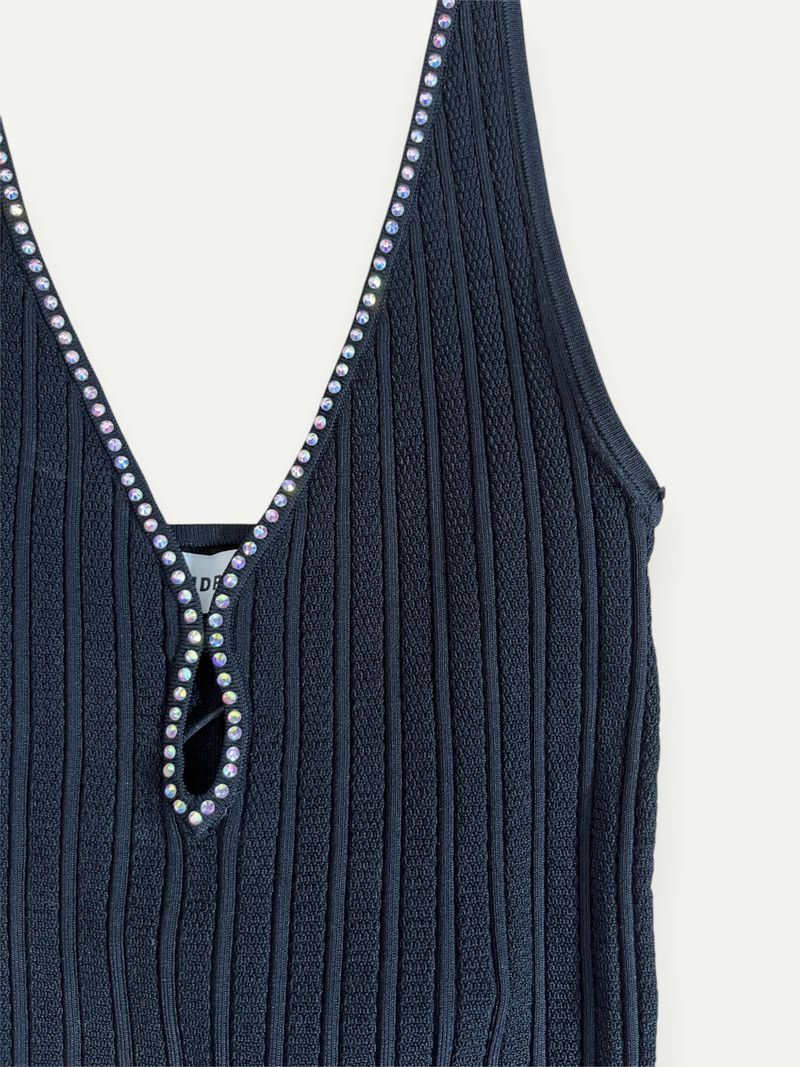 Faith Crystal-Embellished Black Halterneck Top