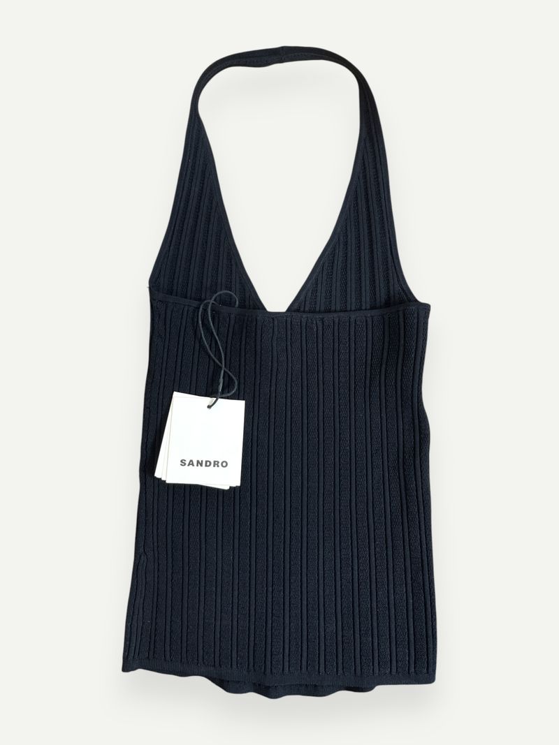 Faith Crystal-Embellished Black Halterneck Top