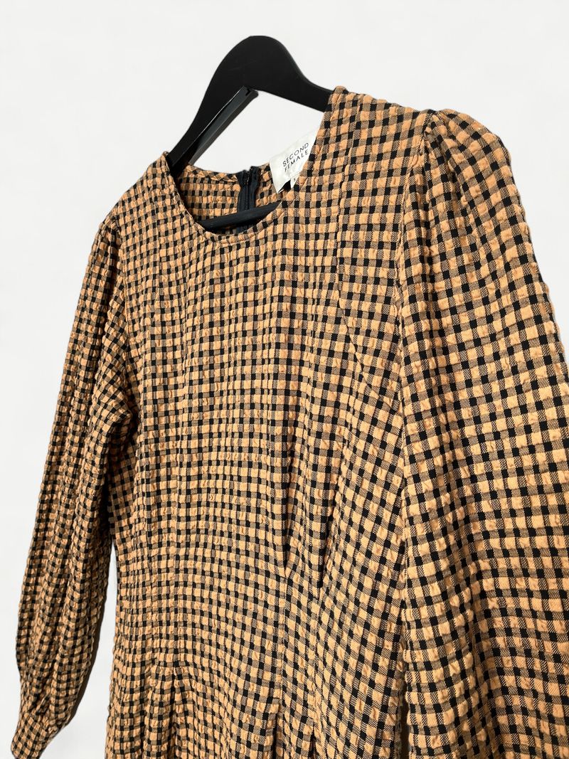 Svart & Brun Knälång Klänning