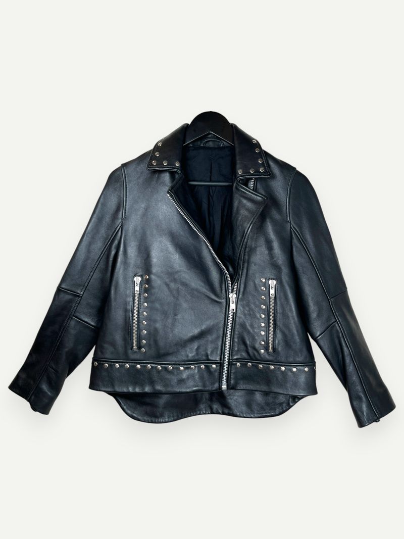 Sanok Black Studded Leather Jacket