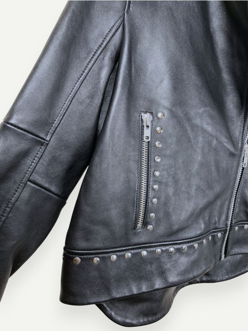 Sanok Black Studded Leather Jacket