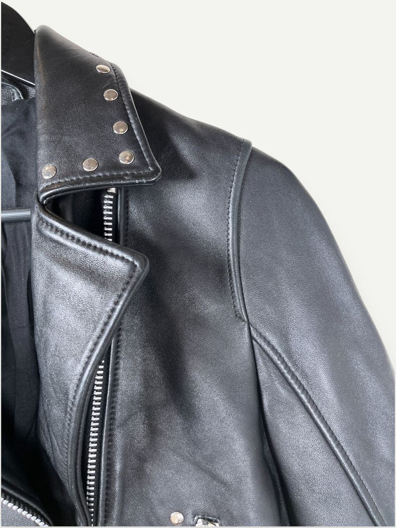 Sanok Black Studded Leather Jacket