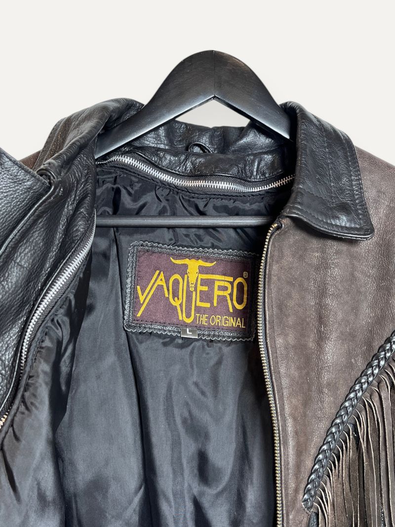 Black and Brown Fringe Leather Jacket