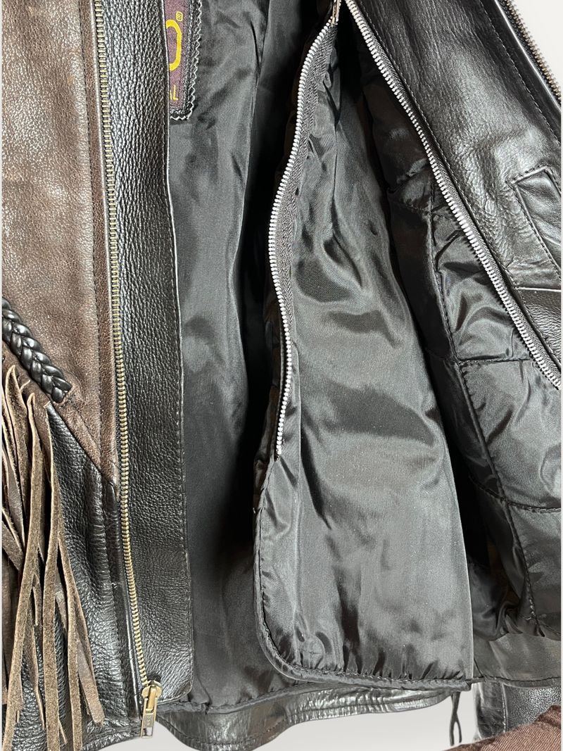Black and Brown Fringe Leather Jacket