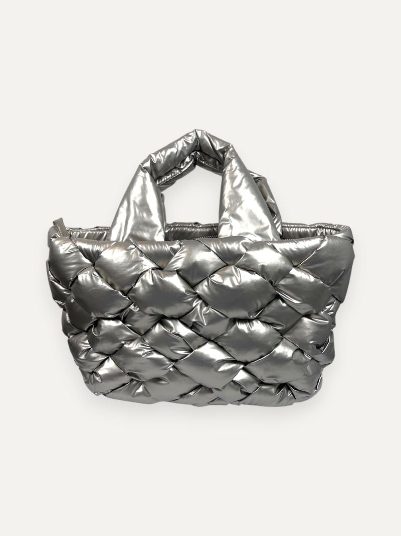 Woven Silver Tote Bag