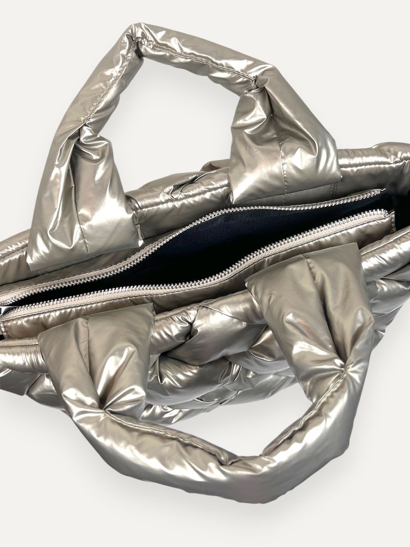 Woven Silver Tote Bag