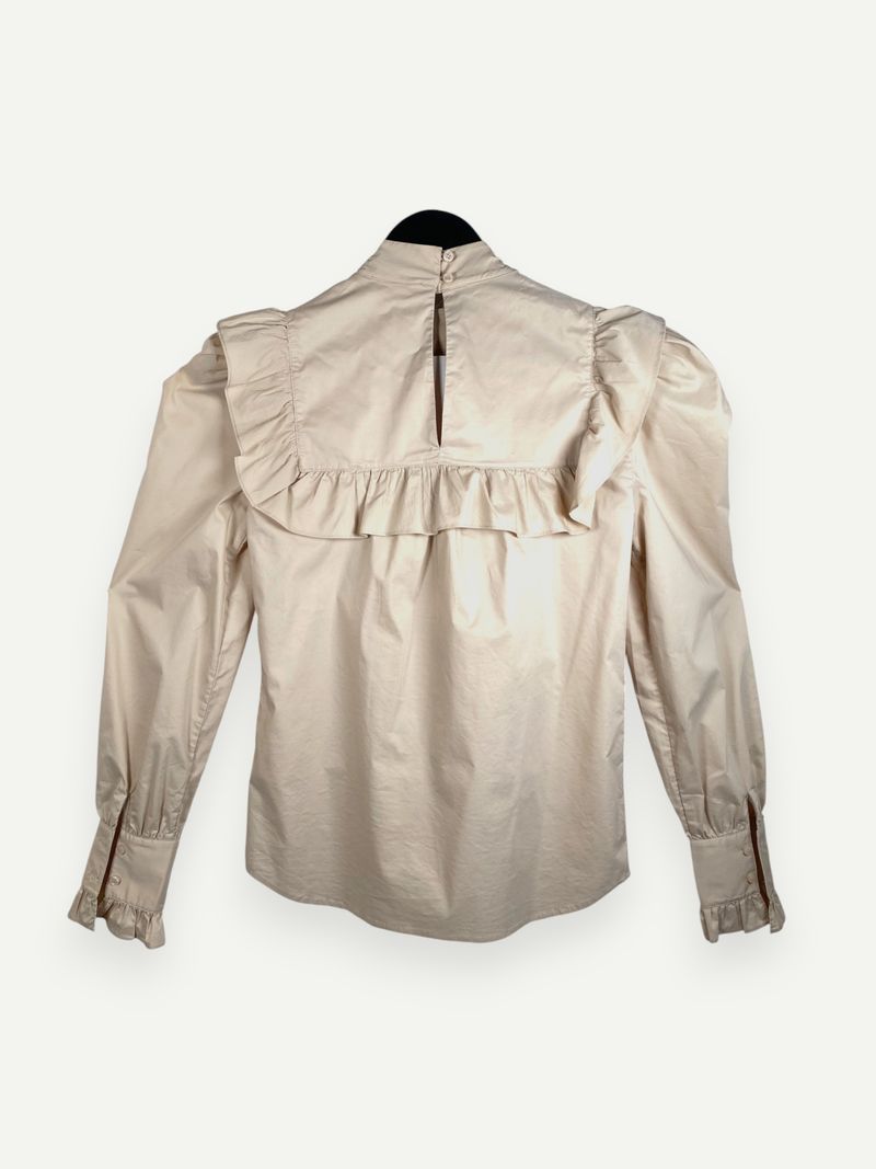 Beige Bow Collar Blouse