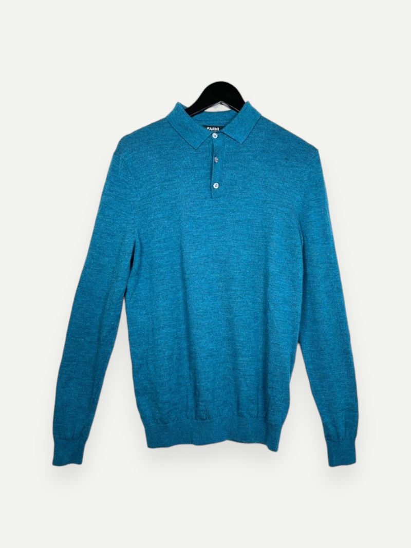 Teal Wool Polo Knit