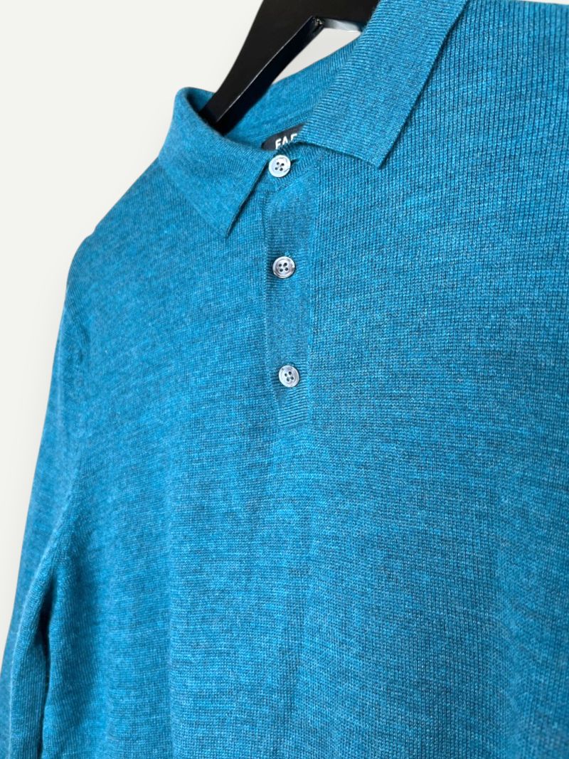 Teal Wool Polo Knit