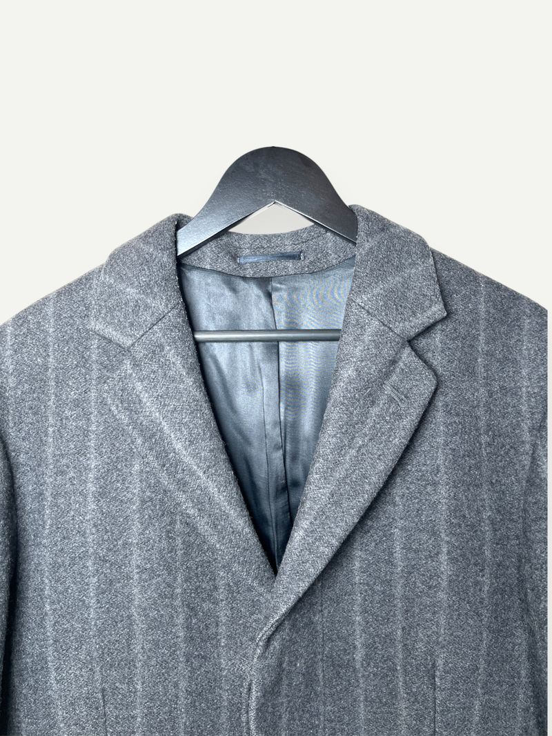 Dark Grey Striped Wool Coat