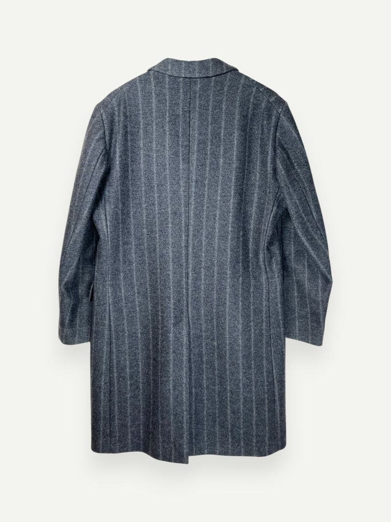 Dark Grey Striped Wool Coat