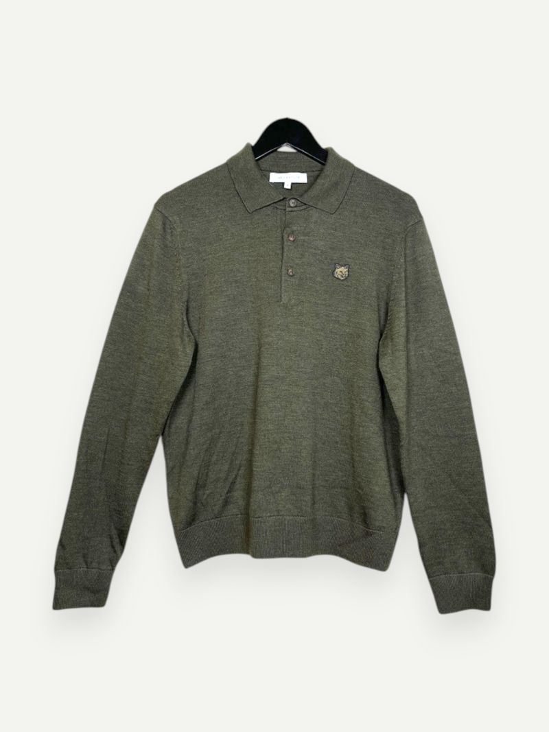Dark Green Wool Polo Knit