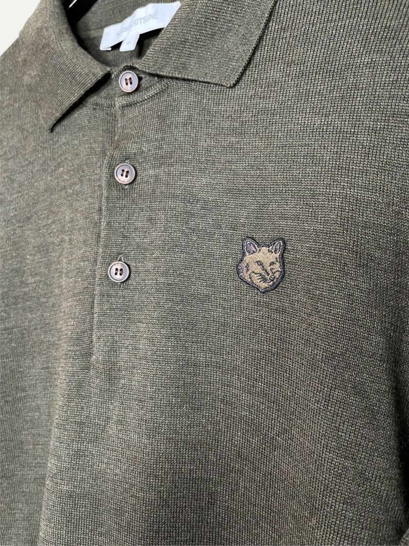 Dark Green Wool Polo Knit