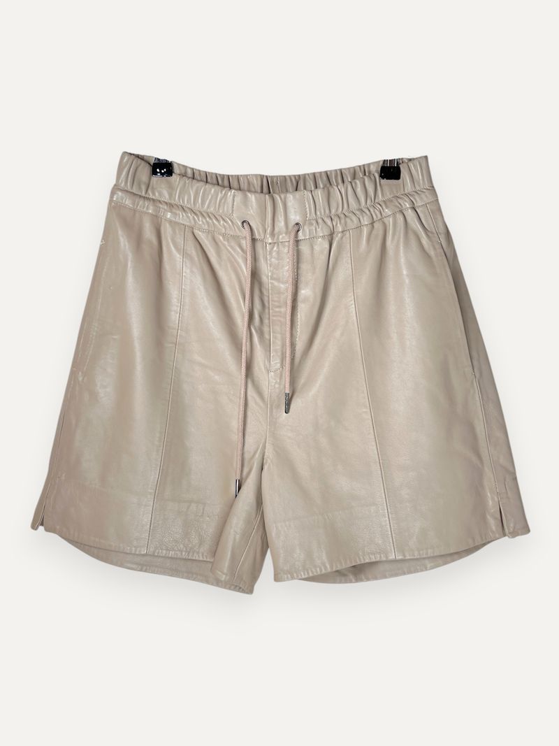 Beige Leather Shorts