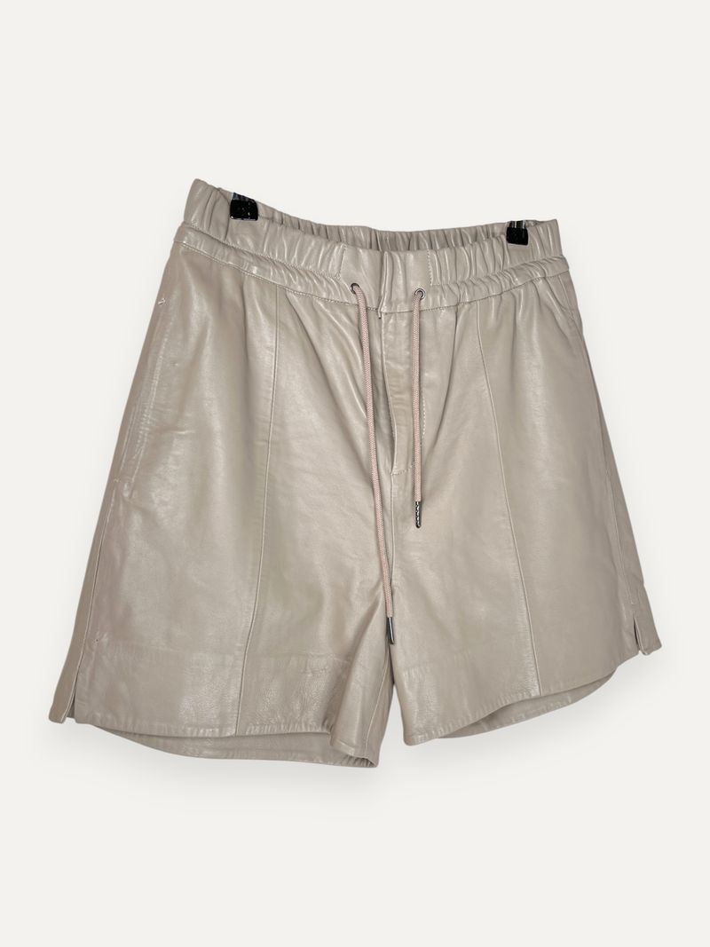 Beige Leather Shorts