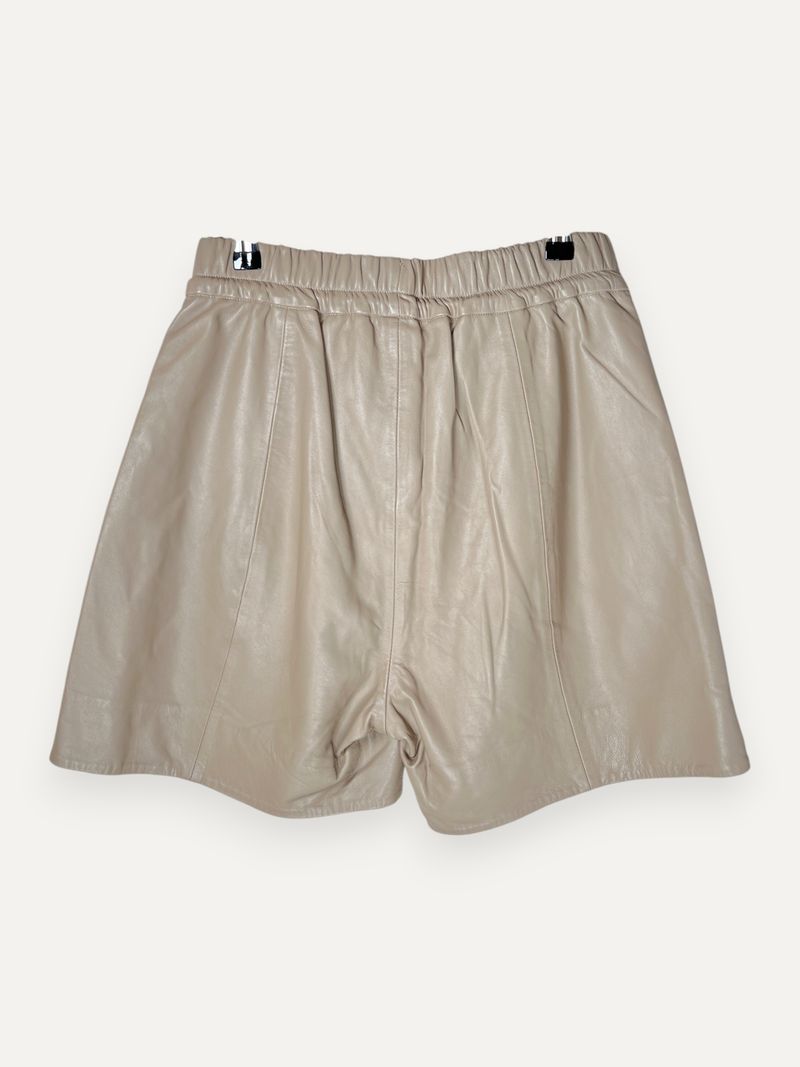 Beige Leather Shorts