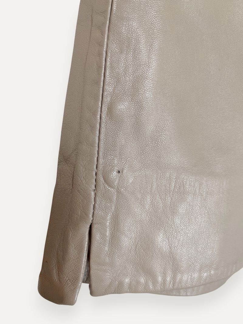 Beige Leather Shorts