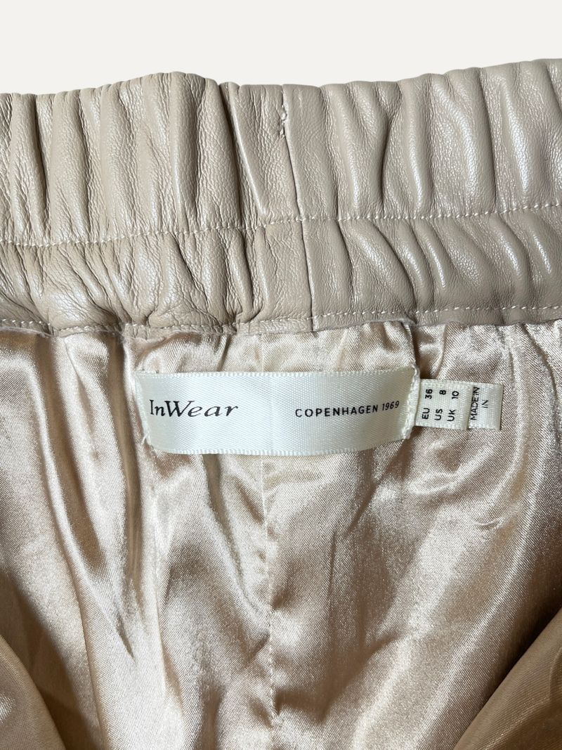 Beige Leather Shorts