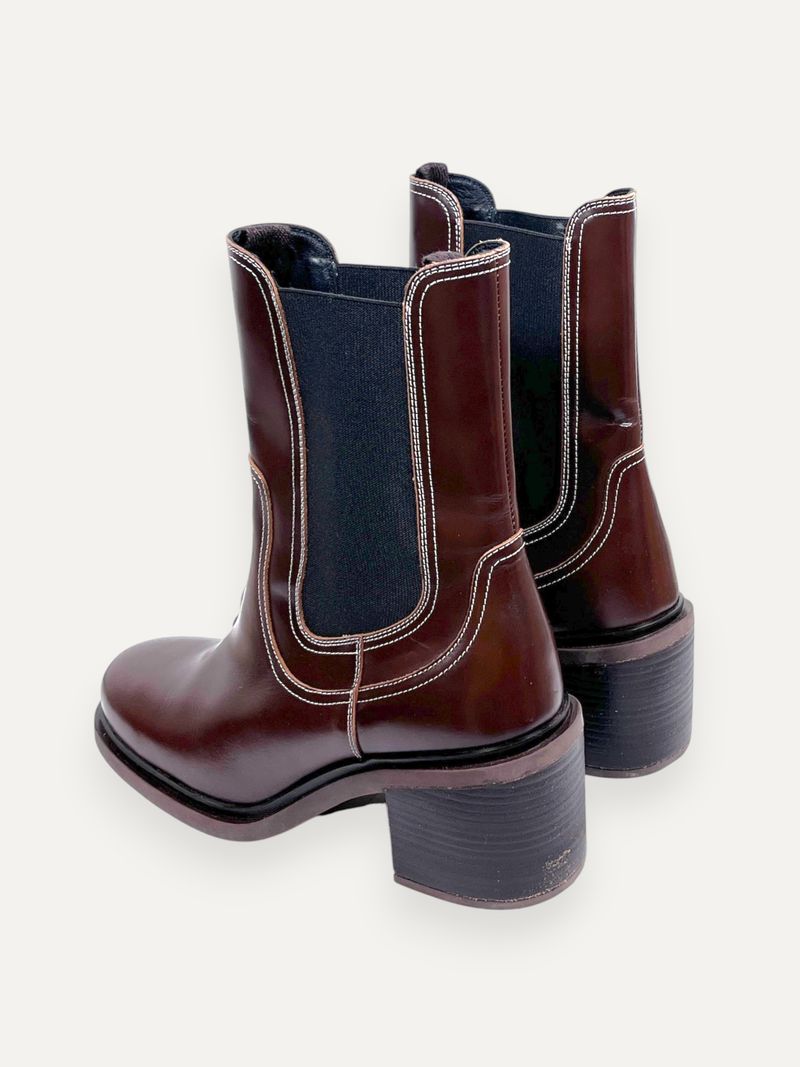 Heeled Brown Leather Chelsea Boots